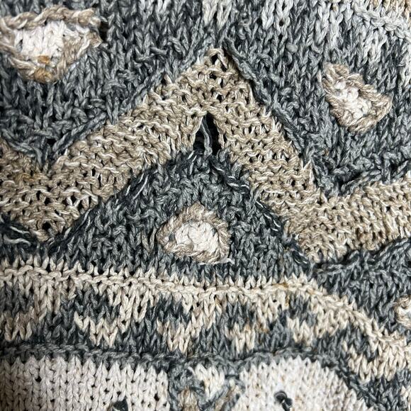 Vintage Robert Scott Sweater Large Womens Gray Linen Cotton Knitted By Hand 90s - Picture 4 of 7